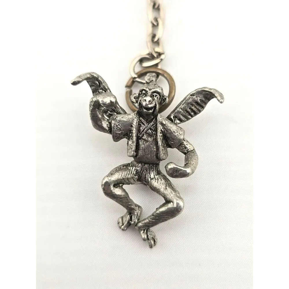 Vintage Pewter Wizard of Oz Flying Monkey Keychain 1998 Comstock 4.25